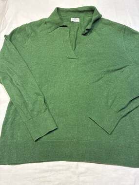J.Crew Women's Heritage Cotton Johnny-Collar Sweater-Polo in Green
